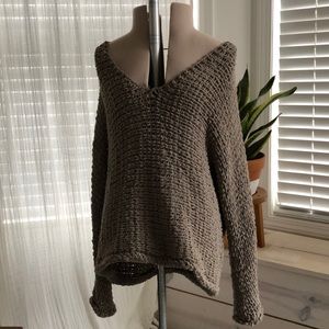 Free People slouchy chenille knit greige sweater